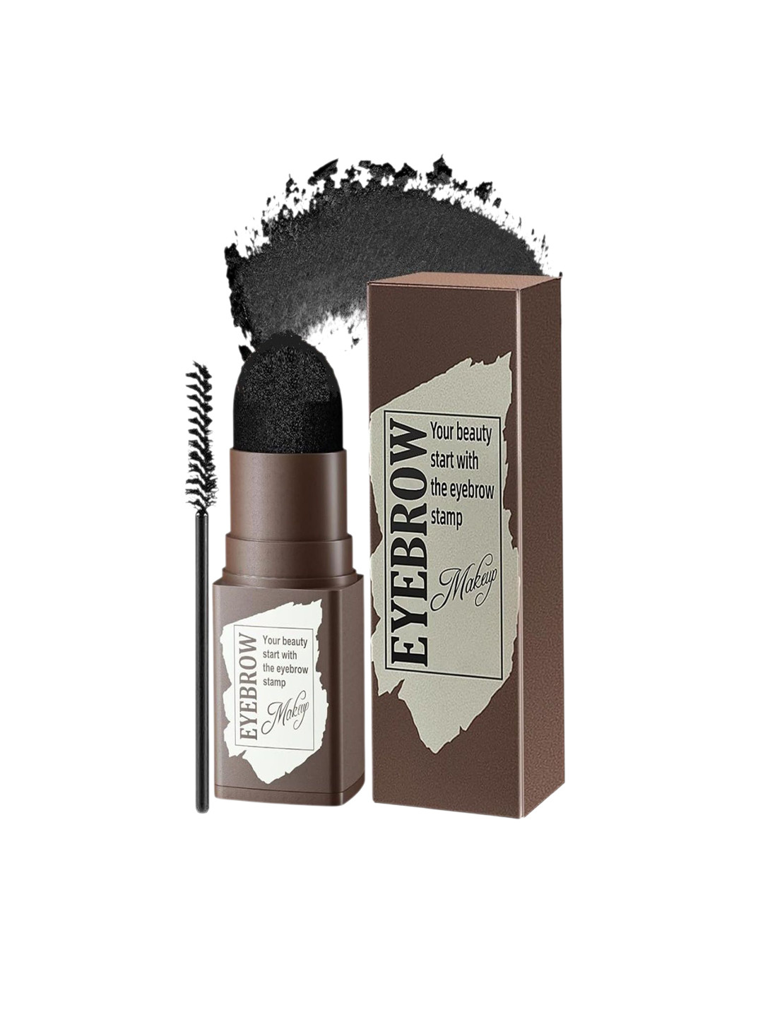Vough Waterproof Hairline Powder Stick With Eyebrow Stamp - Black
