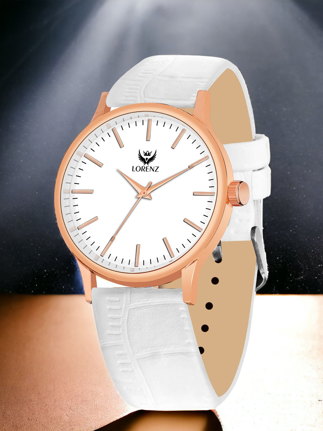 LORENZ Men Brass Dial & Leather Straps Analogue Watch MK-4057R