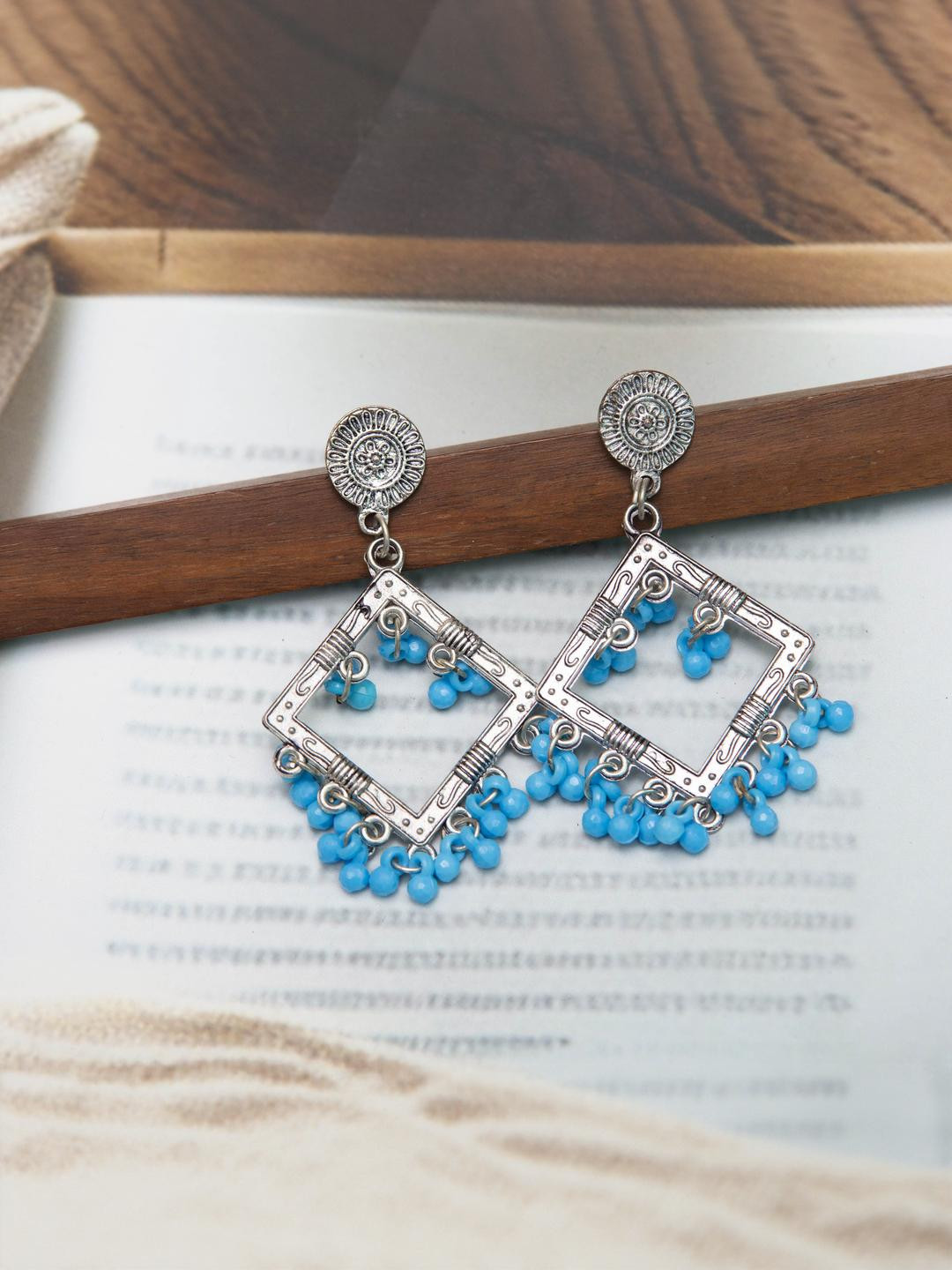 Creative Frogs Blue Alloy Earrings