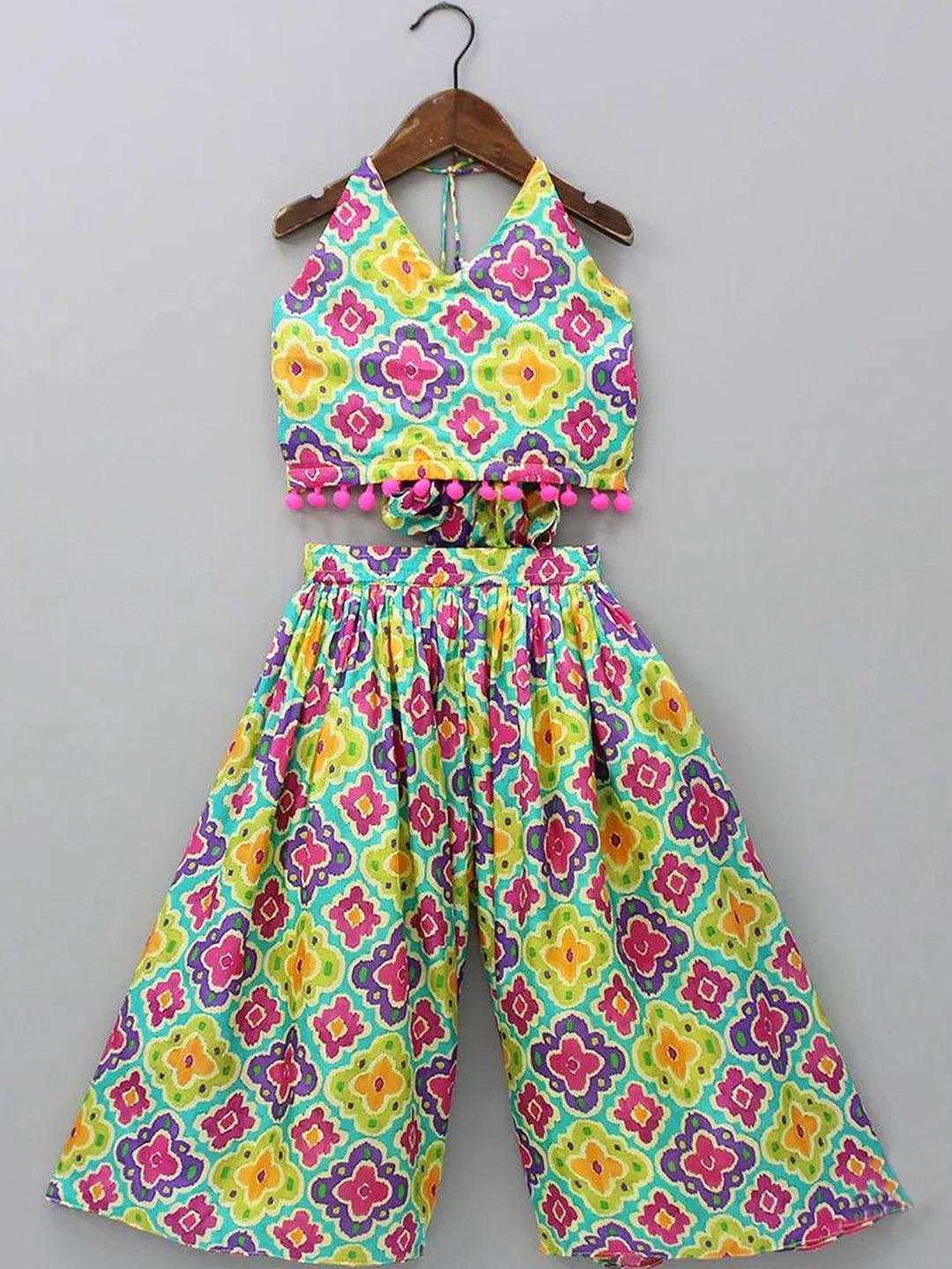 KidsFlower Girls Printed Top with Palazzos