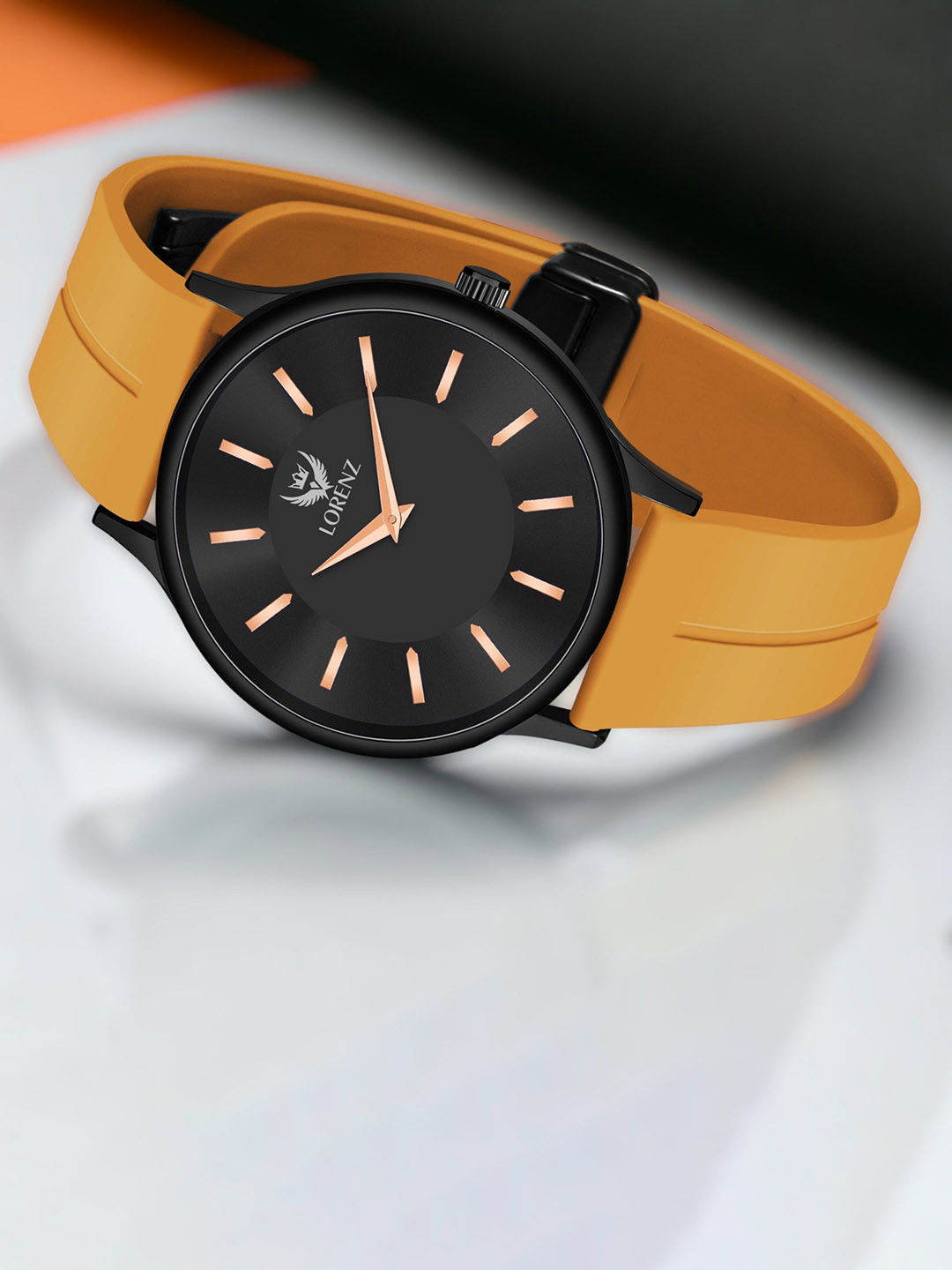 LORENZ Men Brass Dial & Magnetic Lock Straps Analogue Watch MK-4085R