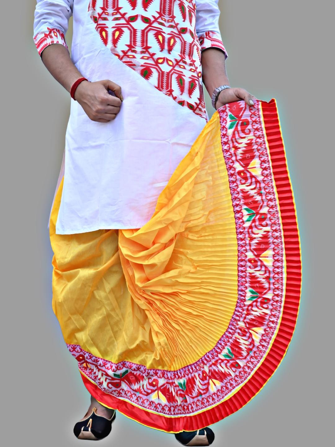 AMIT ONLINE Printed Silk Jamdani Border Dhoti Pants