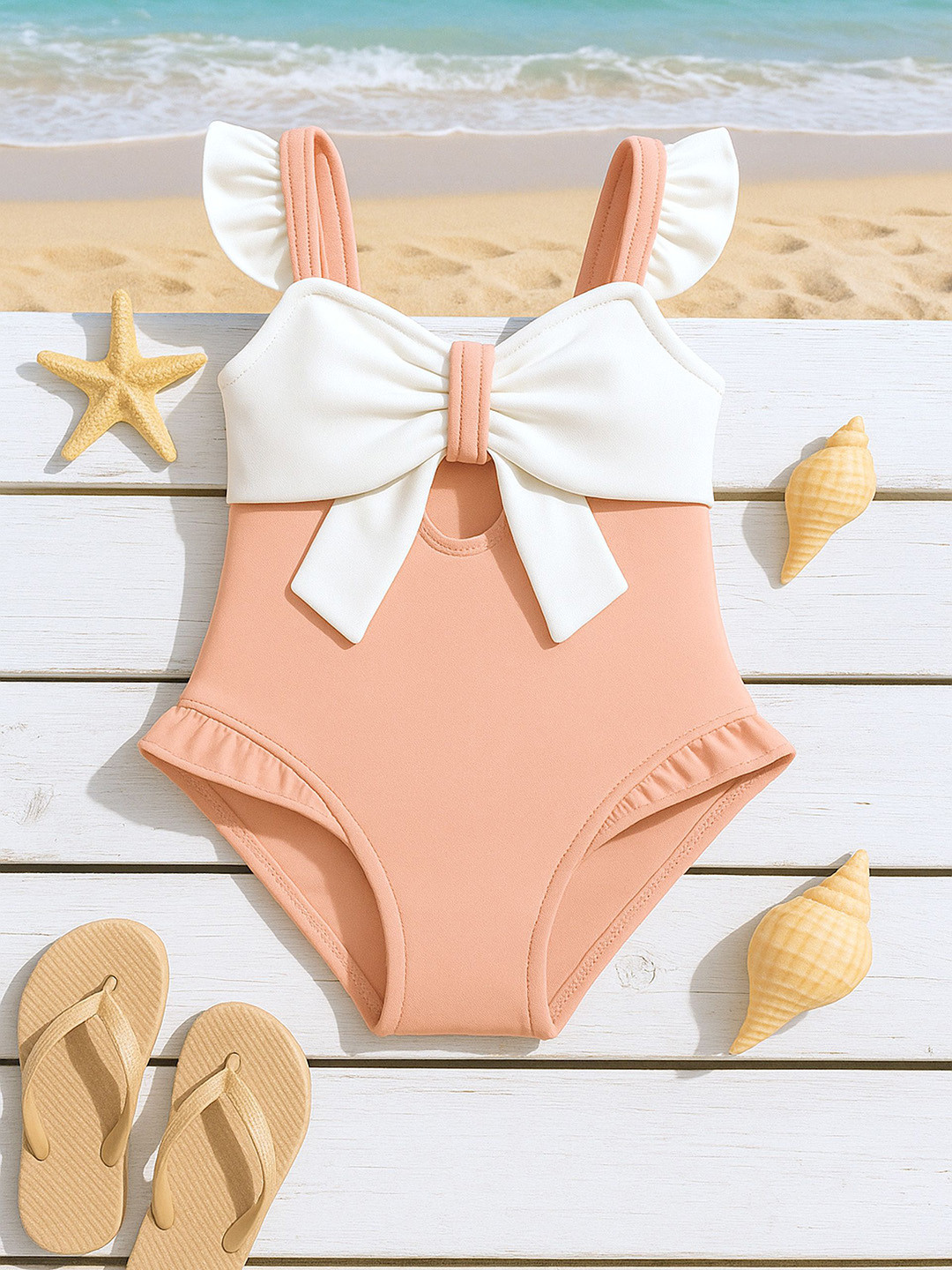 Bubble Berry Girls Ruffle Trim Swim Bodysuit