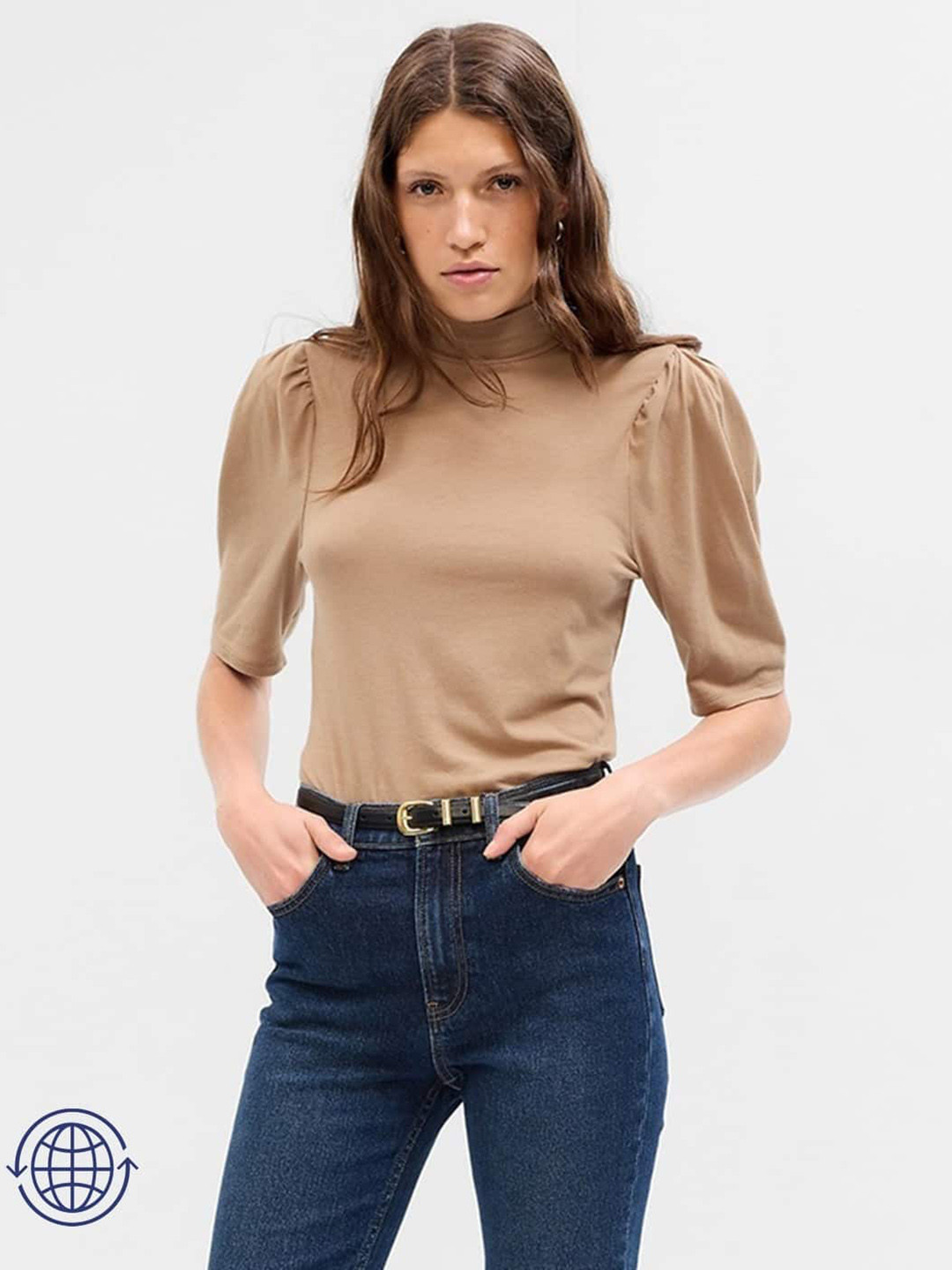 GAP High Neck Puff Sleeves Top