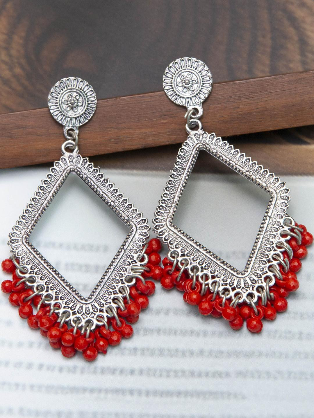 Creative Frogs Red Alloy Earrings