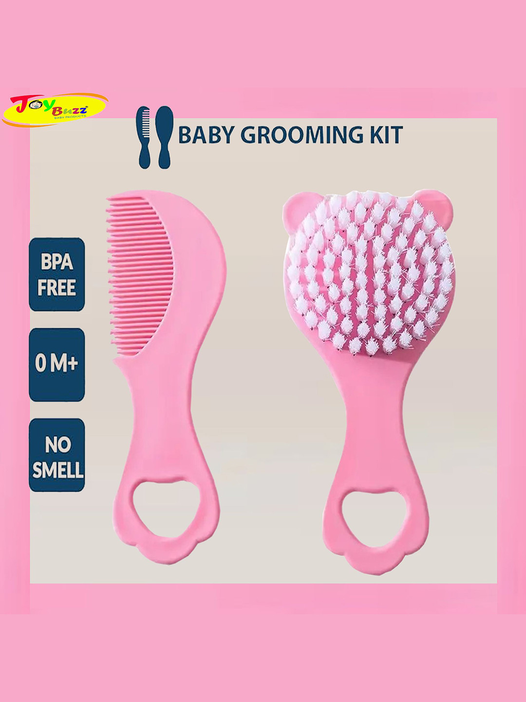 Joy Buzz Ergo Grip Soft Bristles Baby Hair Brush & Comb