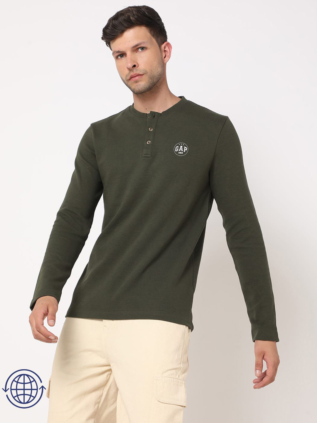 GAP Ribbed Henley Neck T-shirt