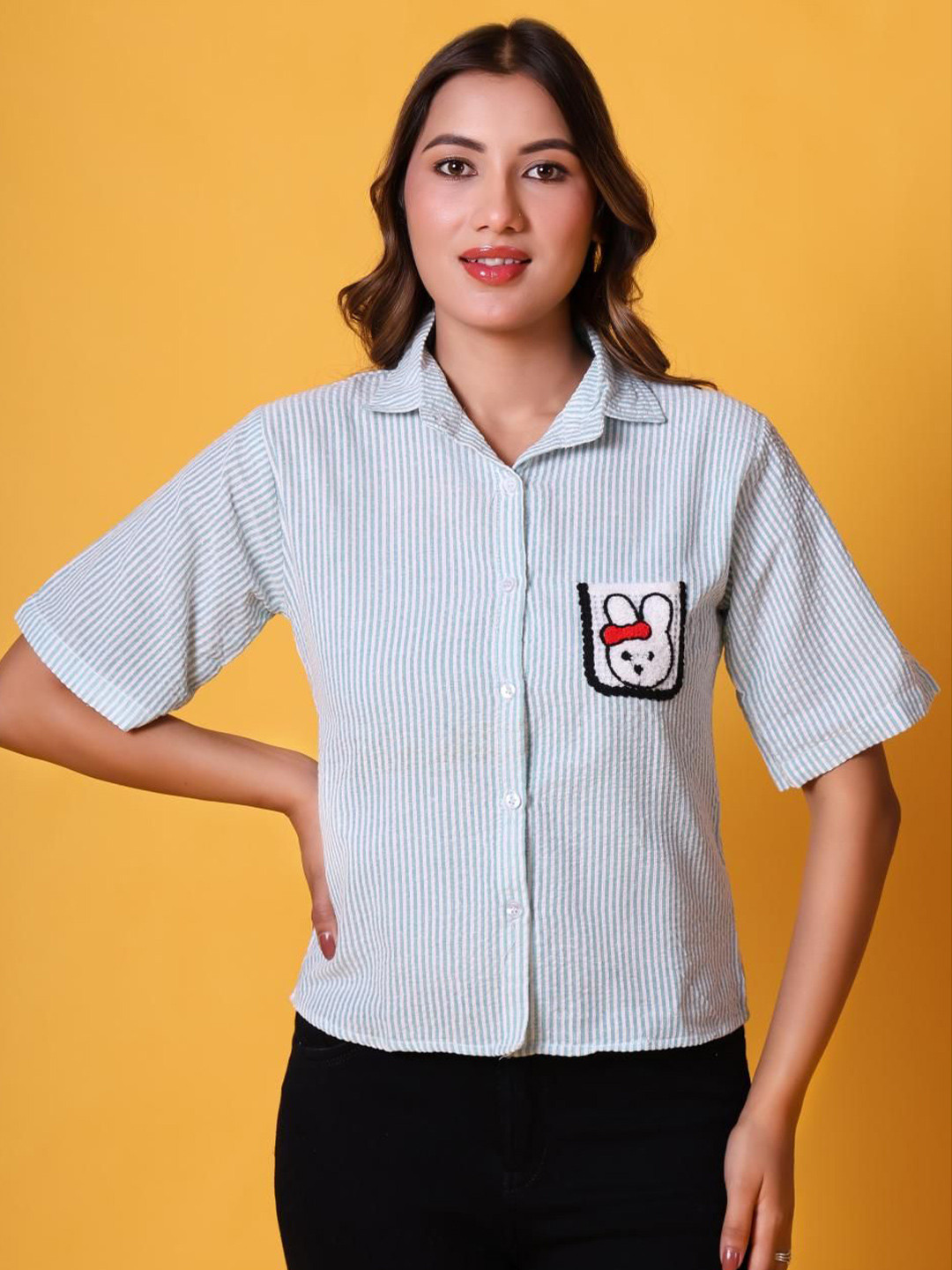 69 FASHION STREET Comfort Spread Collar Casual Cotton Shirt