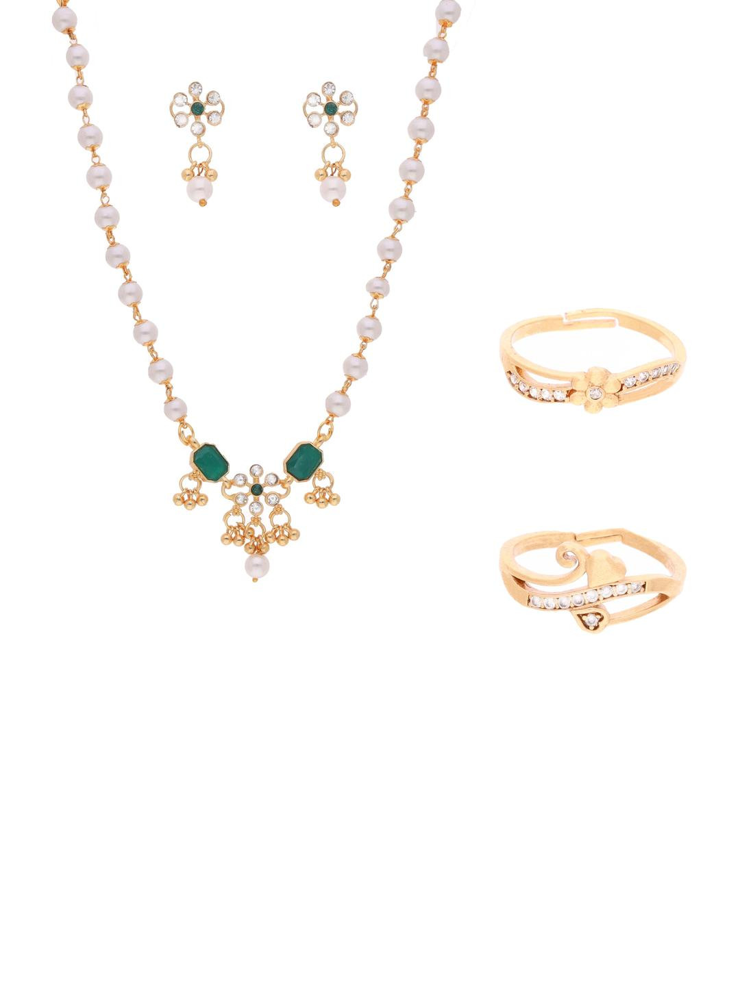 Brado Jewellery American Diamond Brass Jewellery Set