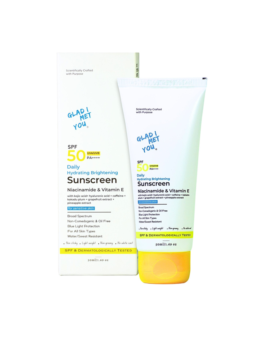 GLAD I MET YOU Daily Hydrating SPF 50 PA++++ Brightening Sunscreen - 50 ml