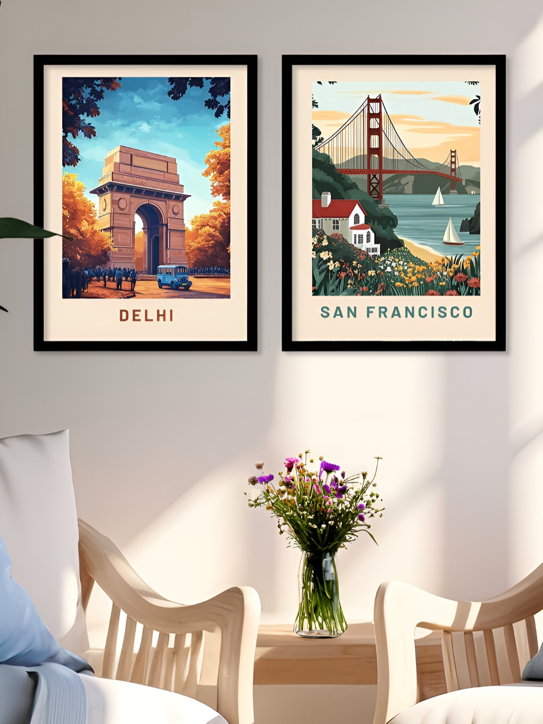 Kotart Black & Orange 2 Piece Wood Other Wall Paintings