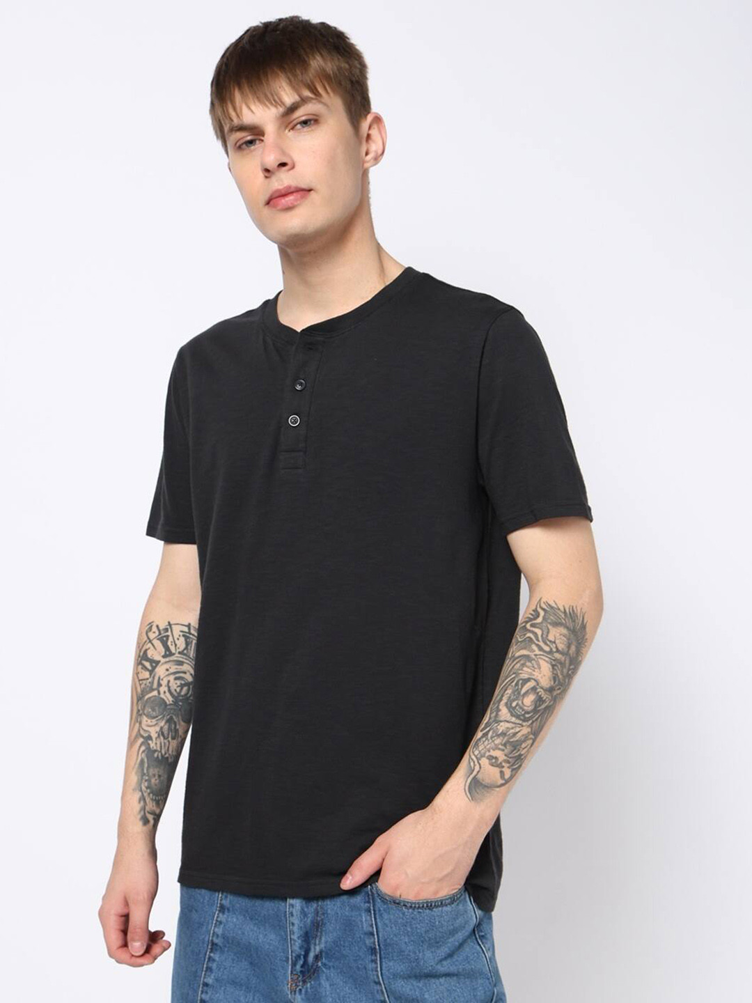 GAP Men Henley Neck Pure Cotton T-shirt