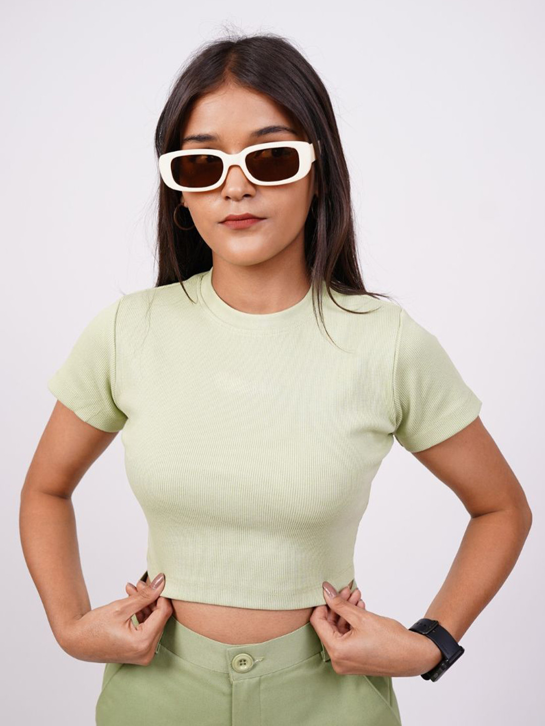 BURGER BAE GiGi Women Cotton Ribbed Fitted Crop Top