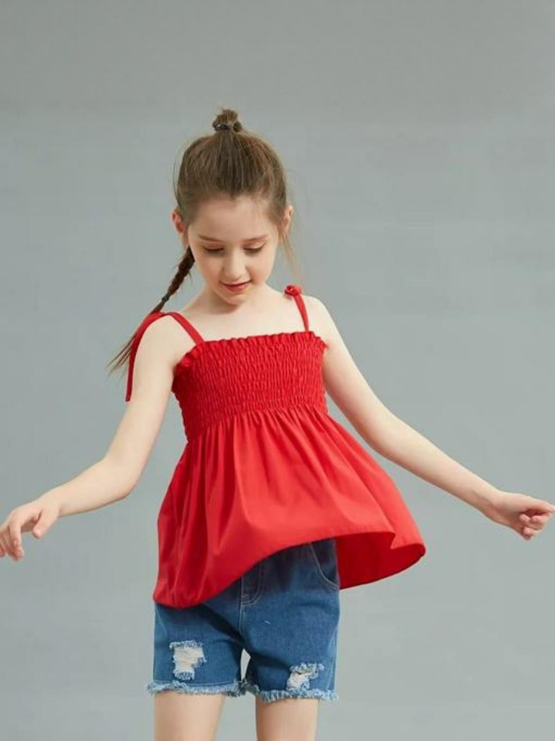 JEXPORT Red Viscose Rayon Tops