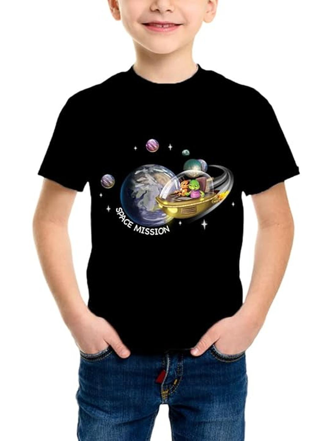 Purple Turtle Kids Unisex Space Mission Printed T-Shirt