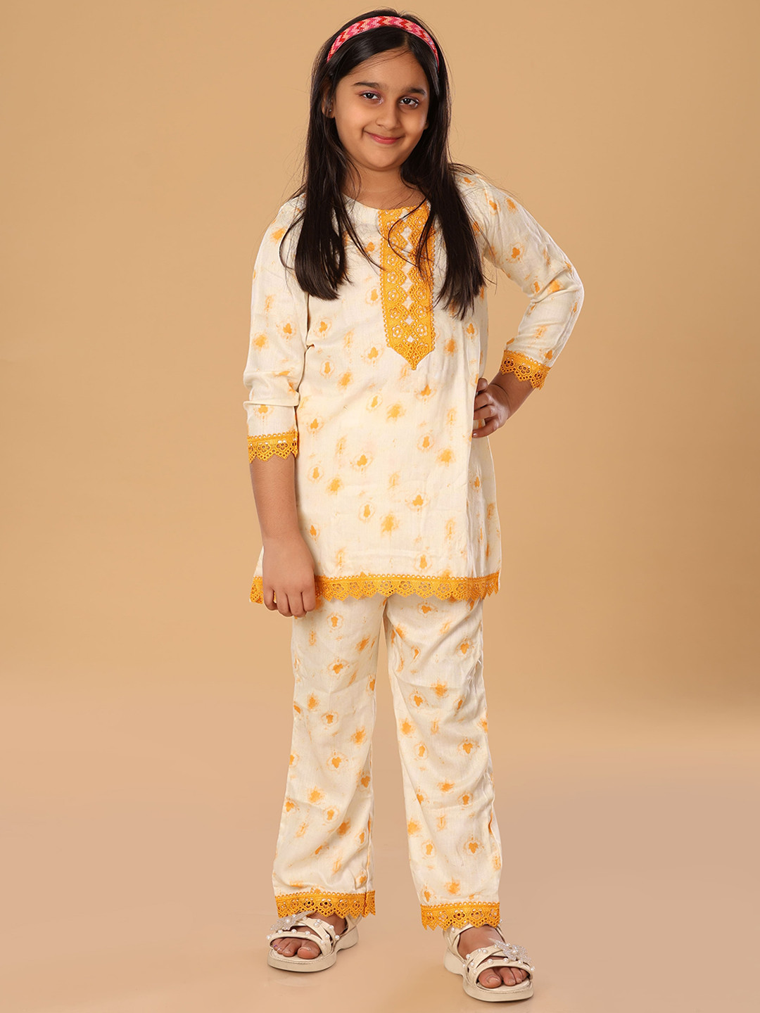 The Mini Trunk Yellow Tie & Dye Pant Set