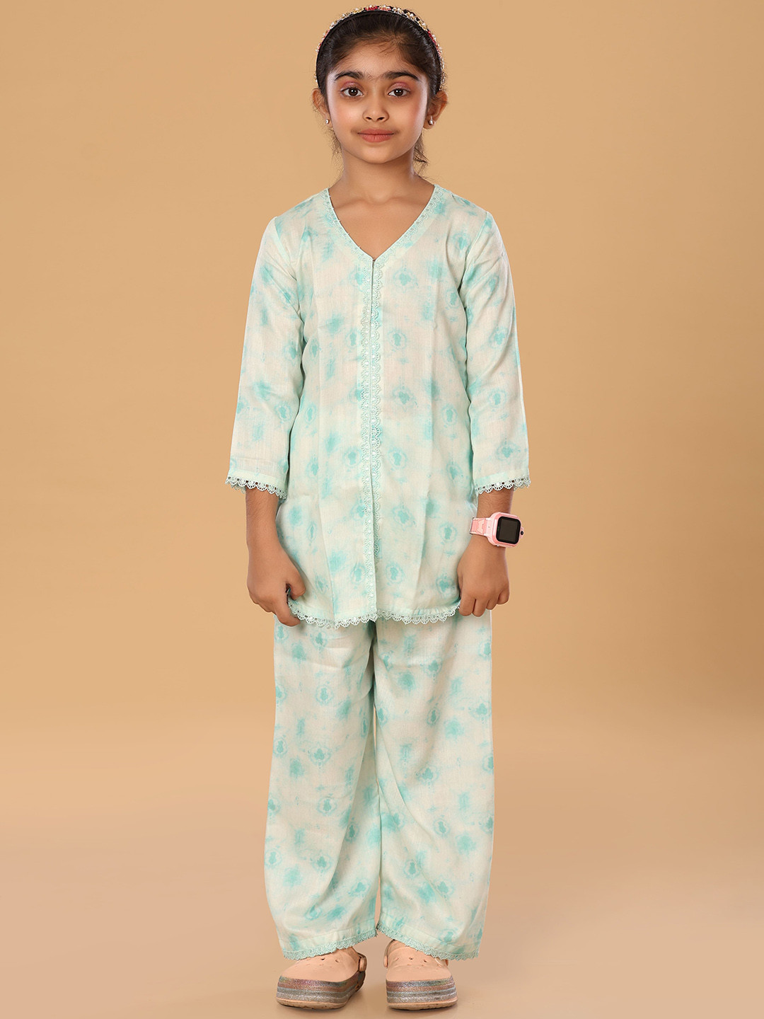 The Mini Trunk Green Tie & Dye Pant Set