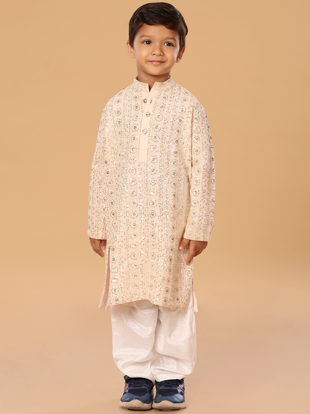 The Mini Trunk Peach Lucknowni Kurta Set