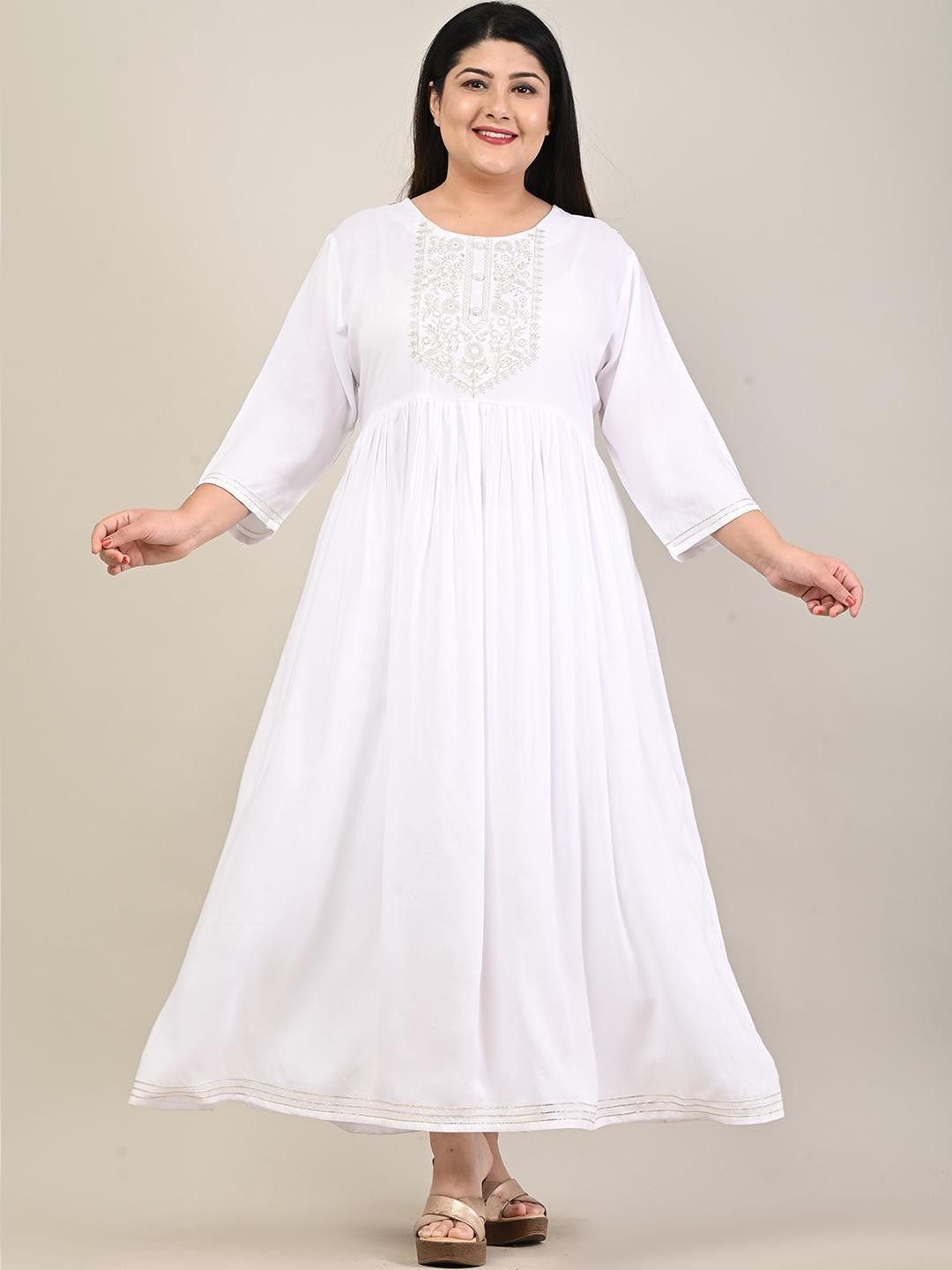 Swasti White Viscose Rayon Dresses