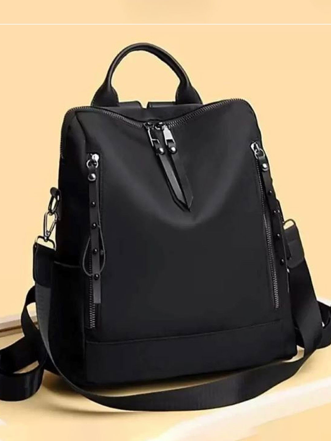 JAISOM Women Solid Medium Zip Backpack