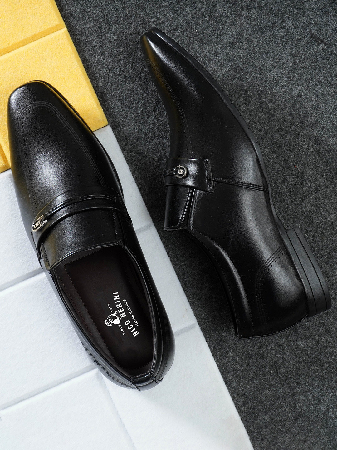 NICO NERINI Men Round Toe Formal Slip-Ons