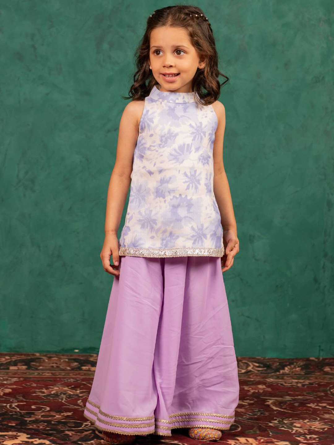 Jilmil Girls Floral Printed Kurti with Sharara