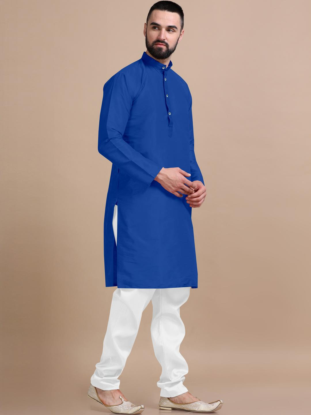 VS MALL Blue Cotton Blend Kurta Sets