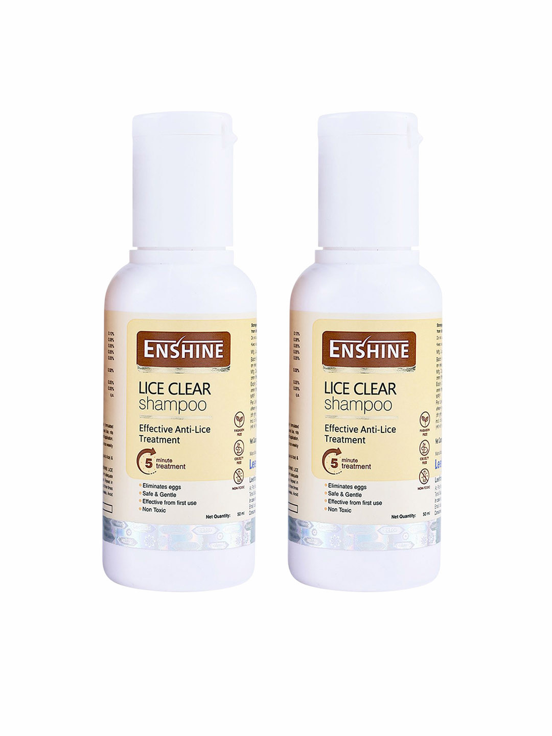 Enshine Set of 2 Lice-Clear Shampoo with Neem Oil & Tulsi Removes Lice & Nits- 50ml Each