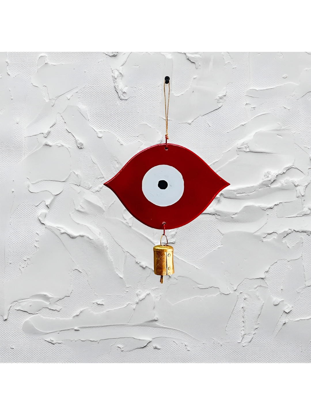 JASMEY HOMES Red Design Evil Eye Metal Matte Hanging Hall Wall Hangings-5In