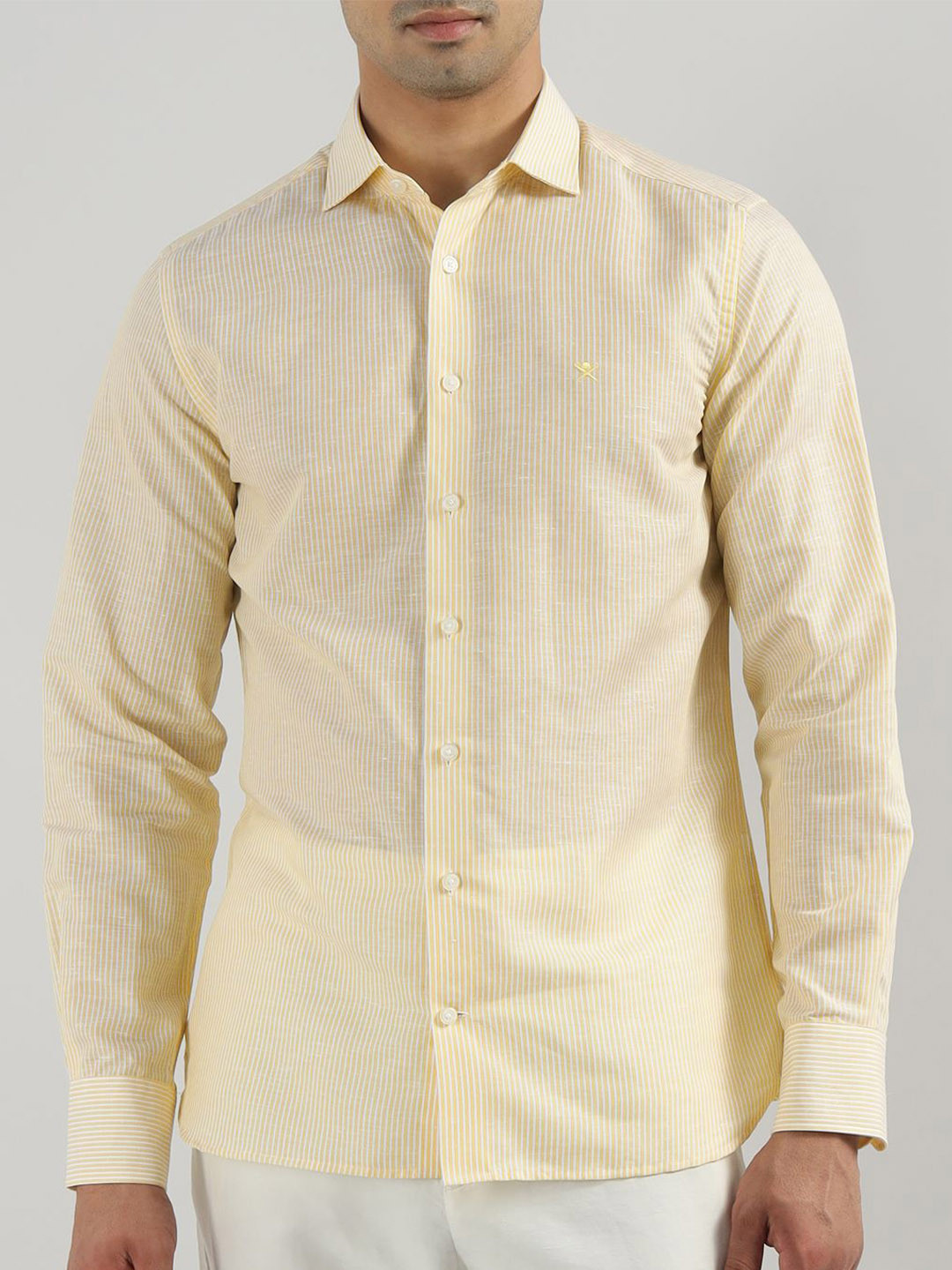 HACKETT LONDON Striped Spread Collar Long Sleeves Shirt