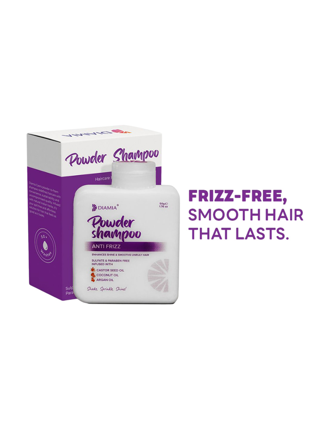 DIAMIA Anti-Frizz Sulphate Free Powder Shampoo - 50 g