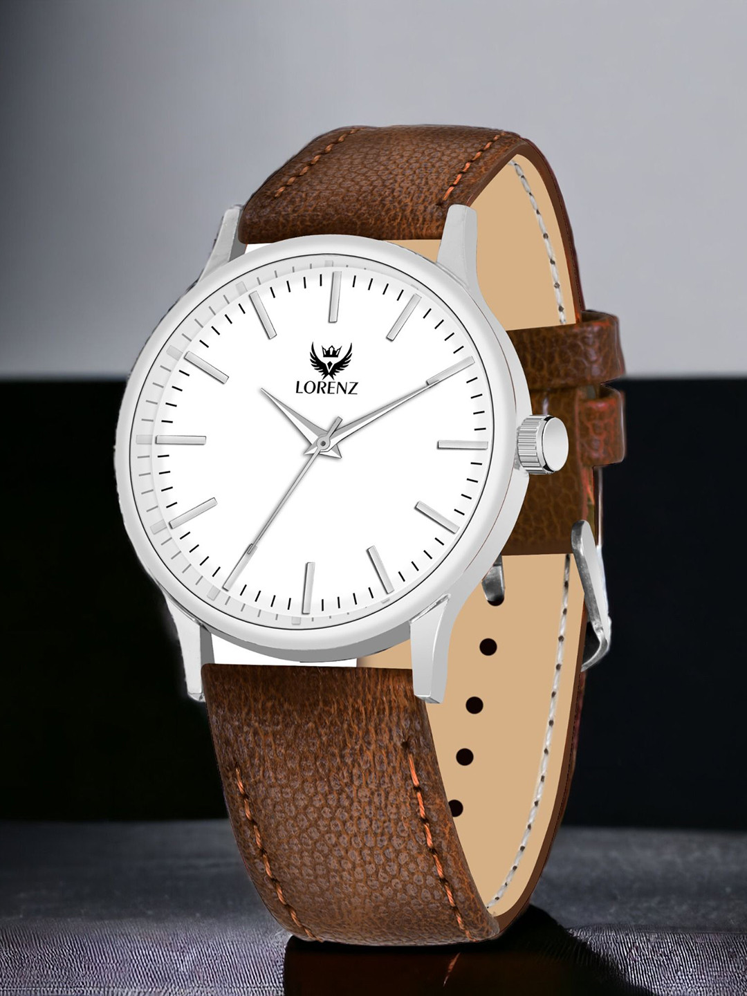 LORENZ Men Round Dial & Leather Straps Analogue Watch MK-4058R