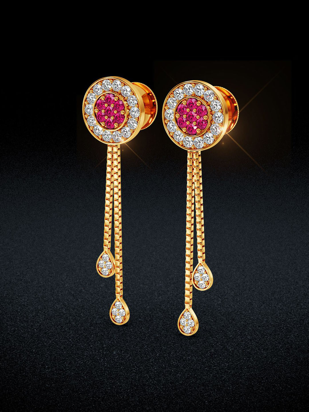 Joyalukkas 22KT Yellow Gold Diamond Earrings