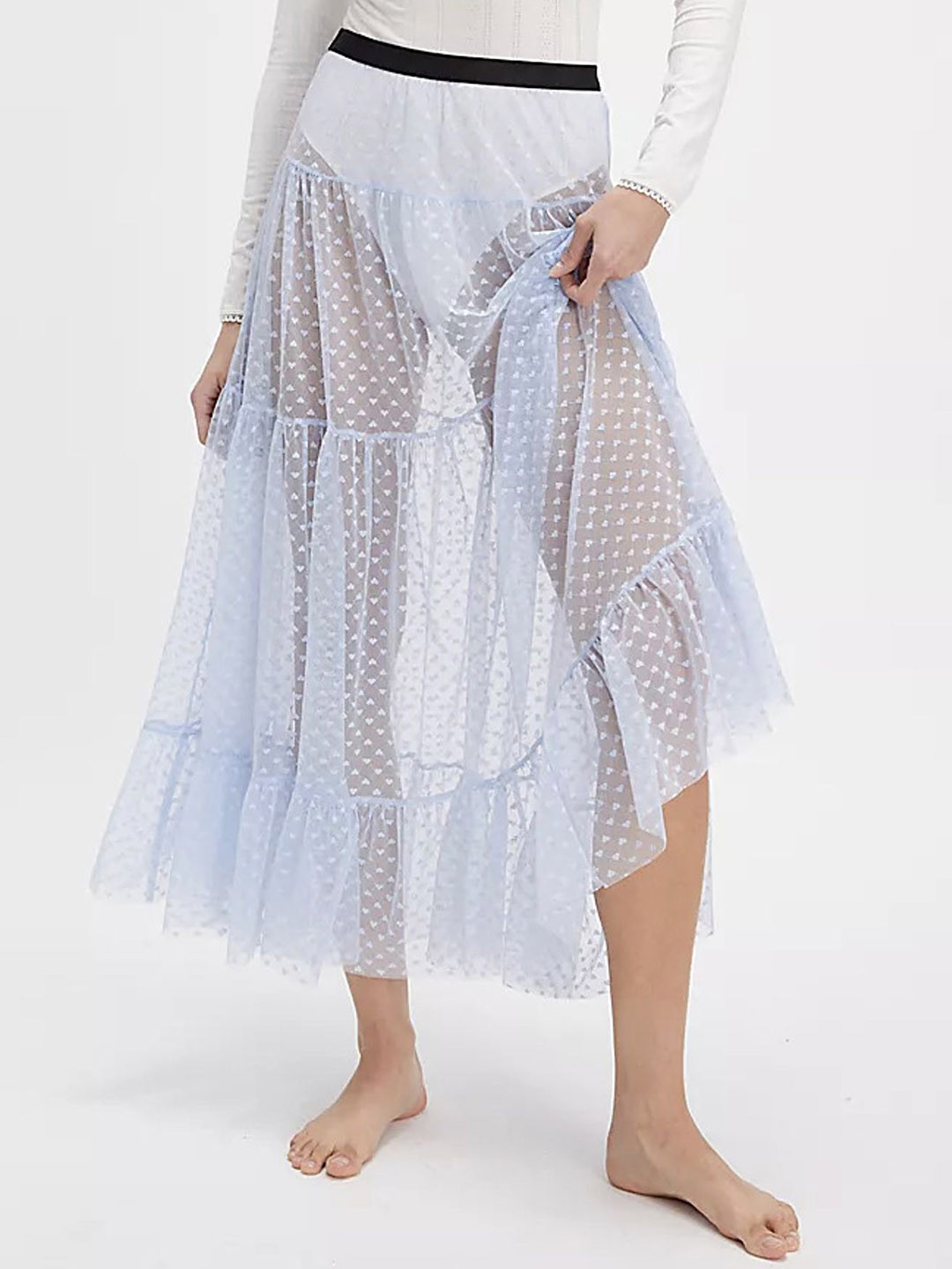 LULU & SKY Sheer Tiered Maxi Skirt
