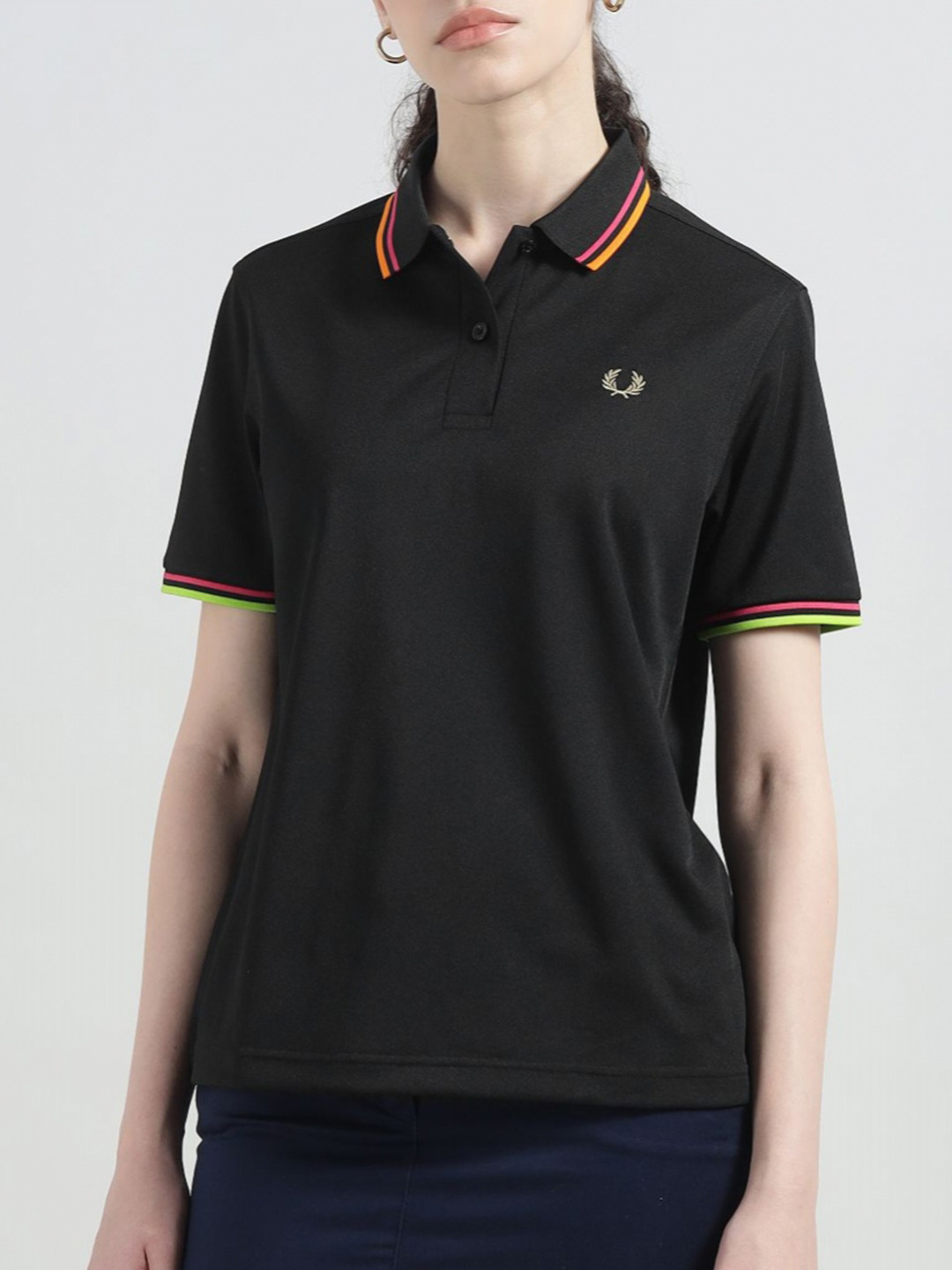 Fred Perry Polo Collar Short Sleeves Embroidered Slim Fit T-shirt