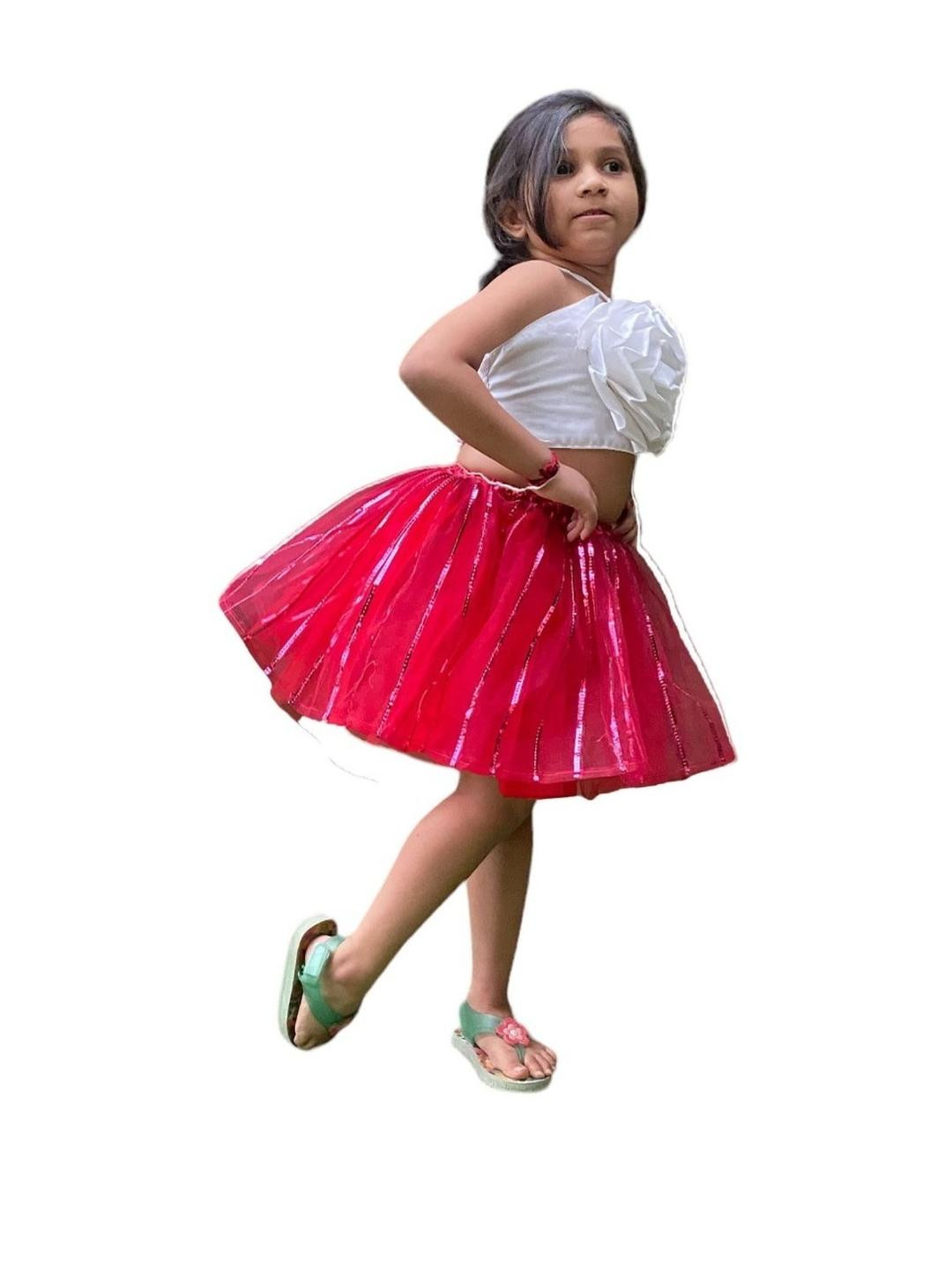 AGLARE Girls Striped Three Line Knee-Length Skirt