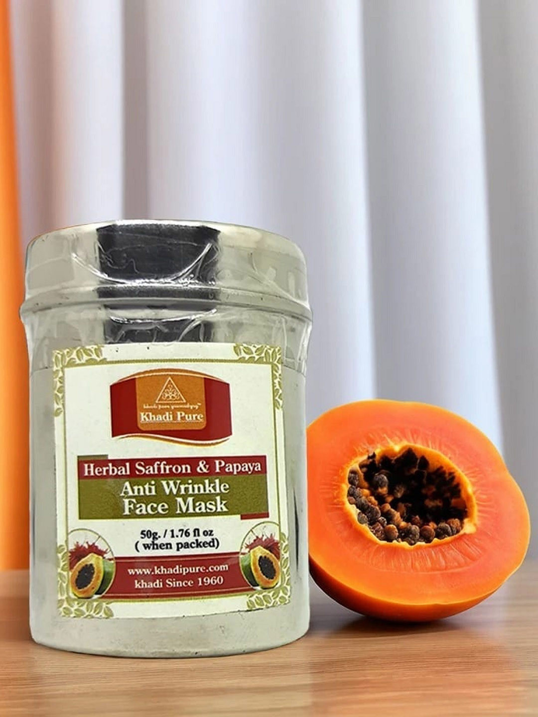 Khadi Pure Herbal Saffron & Papaya Face Pack - 50 g