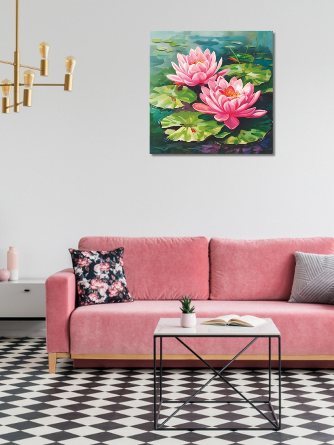 Viventiq Lotus Painting Without Frame Wall Art