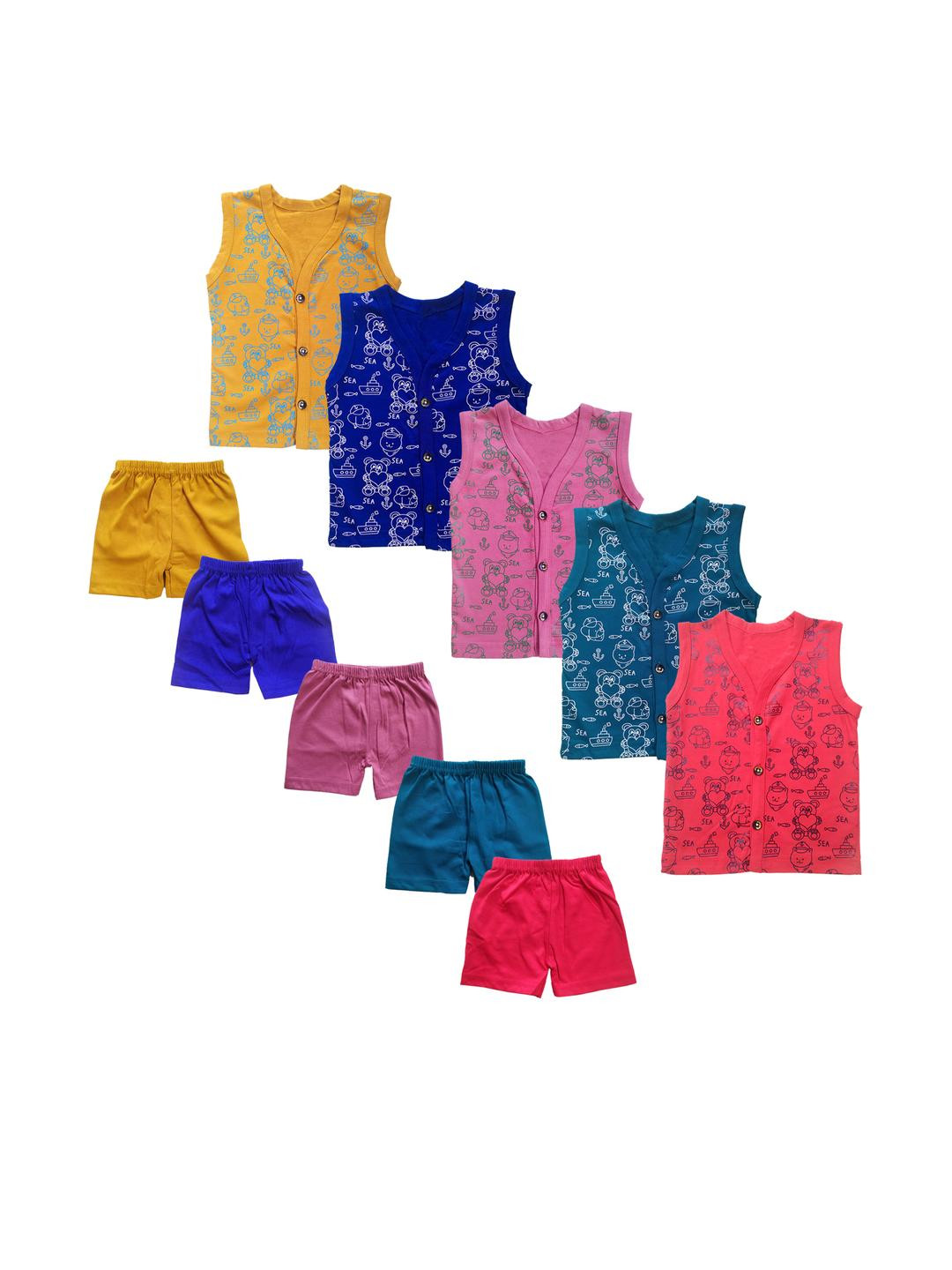 ARYA Boys Printed T Shirt With Shorts Clothing Set - Pack Of 5