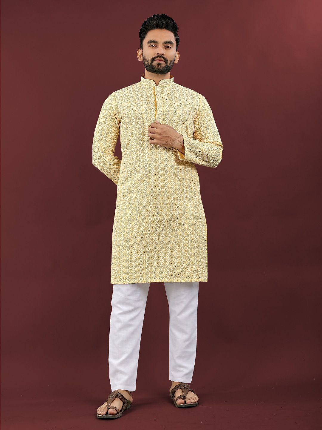WELL TEX Men Abstract Printed Kurta