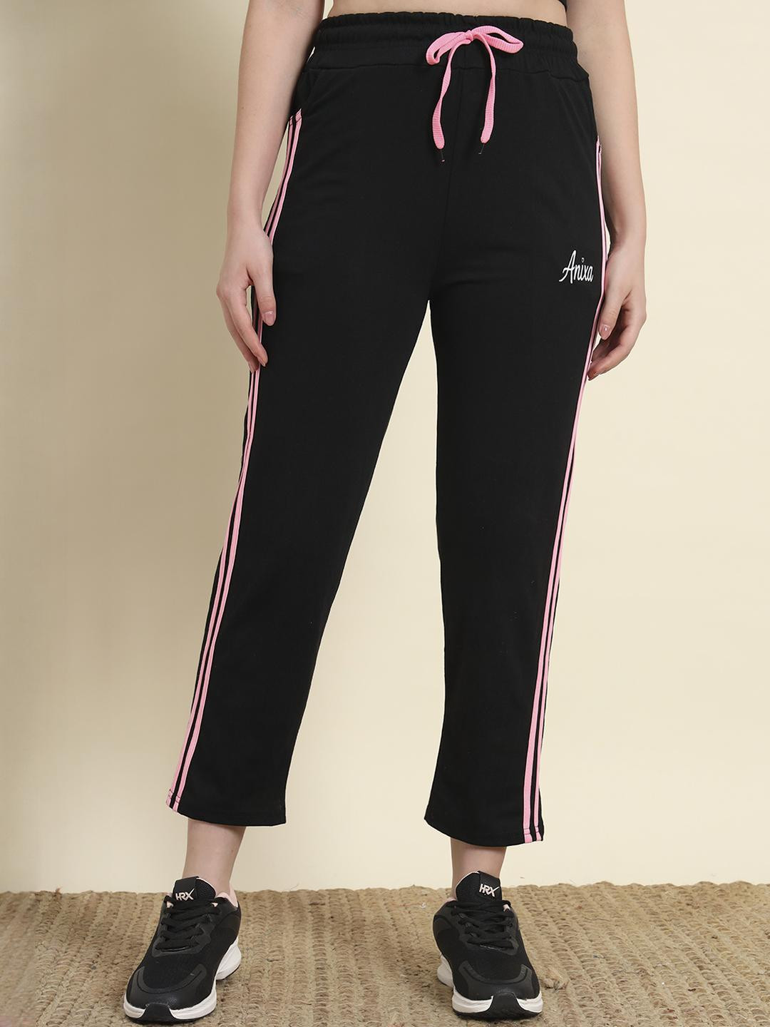 FIT N FAME Women Pack of 2 Striped Cotton Track Pants