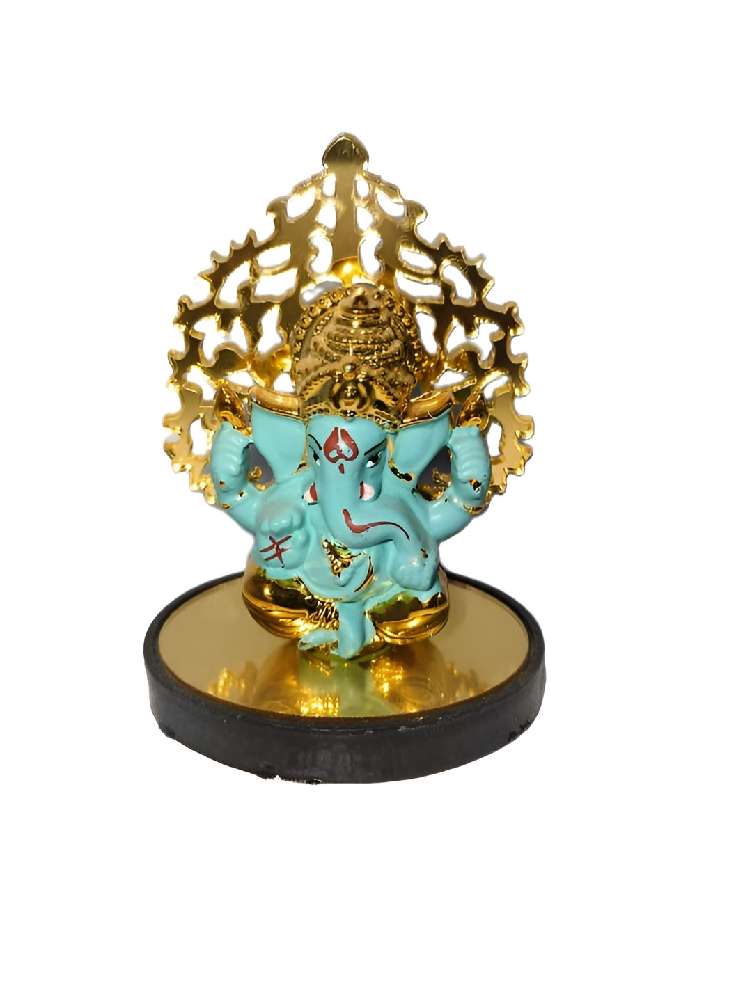 Rare Planet Gold-Toned & Blue Lord Ganesha Religious Idol Showpiece