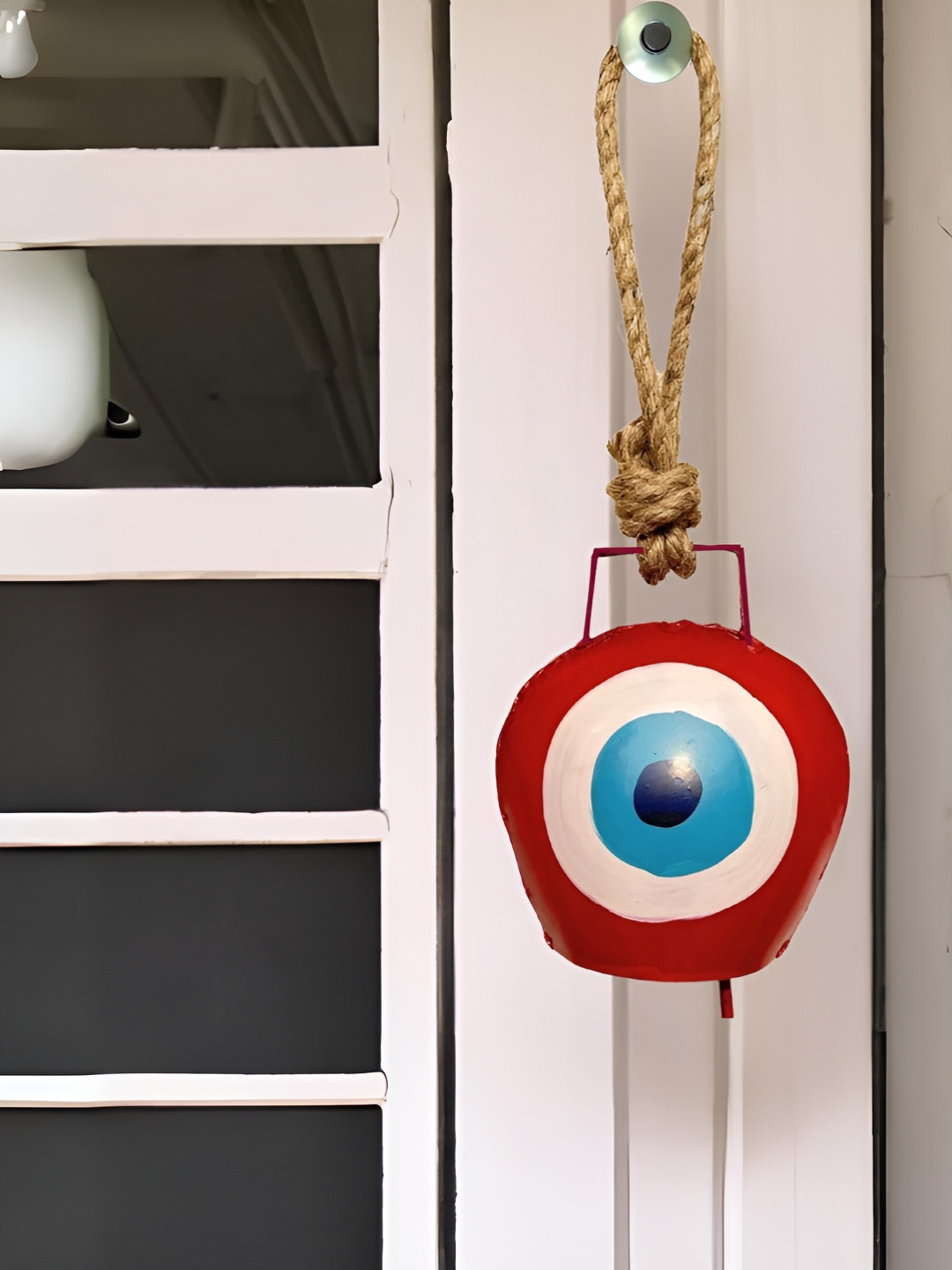 JASMEY HOMES Red Evil Eye Bell Feng Shui Vastu Metal Matte Hall Tapestries & Macrame-5In