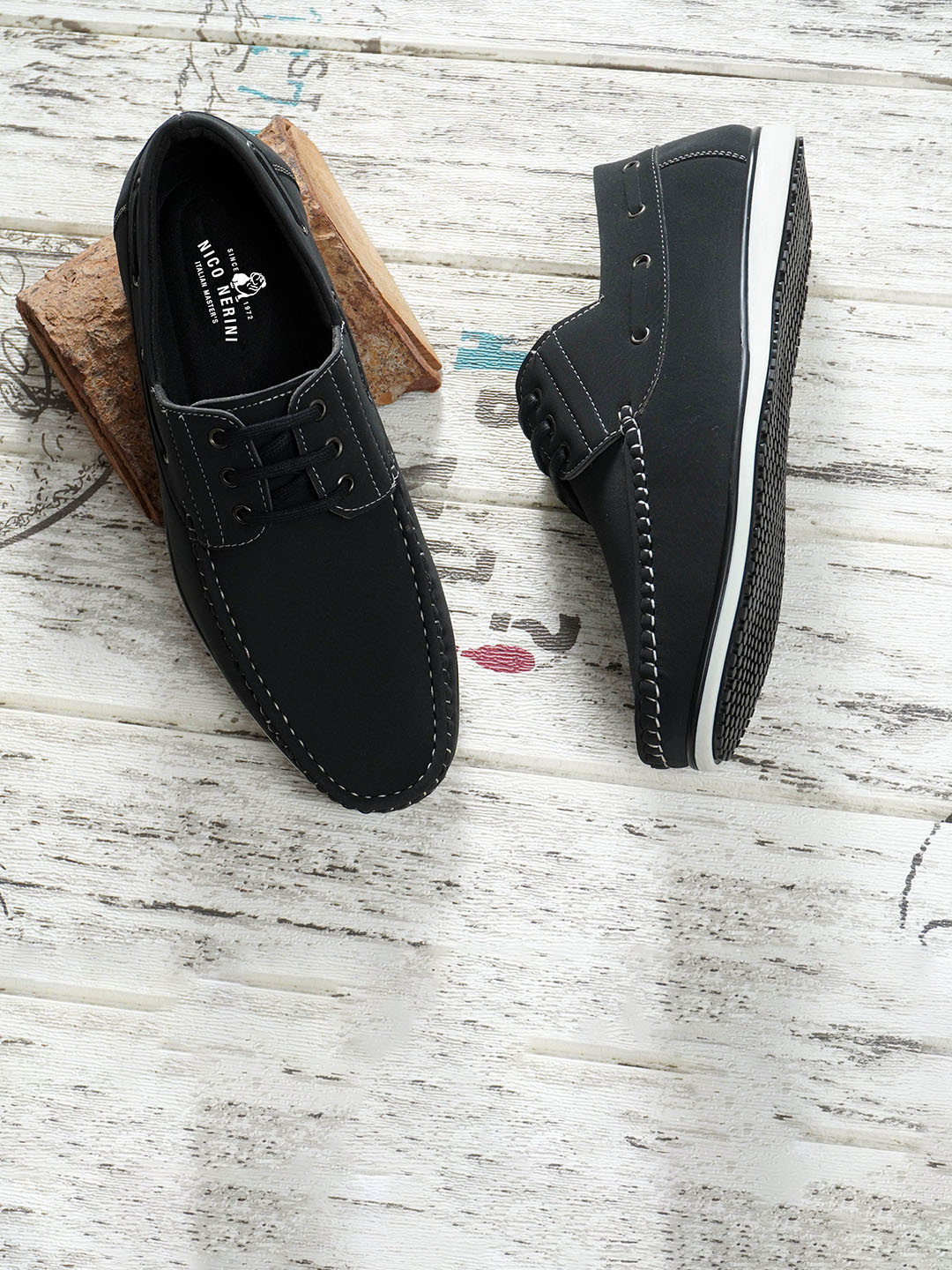 NICO NERINI Men Suede Round Toe Lace-Ups Boat Shoes