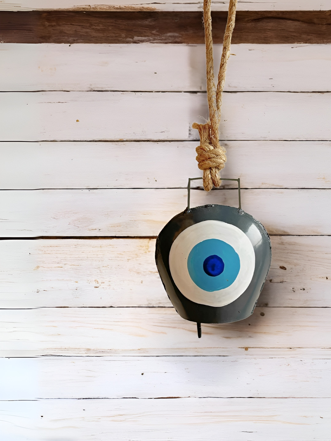 JASMEY HOMES Evil Eye Bell Feng Shui Vastu Metal Glossy Hanging Hall Wall Hangings-5In