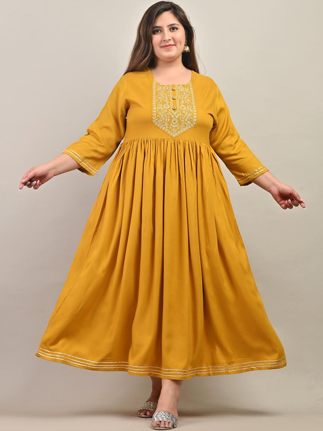 Swasti Yellow Viscose Rayon Dresses