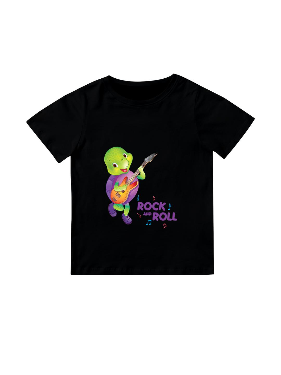 Purple Turtle Black Cotton Tshirts