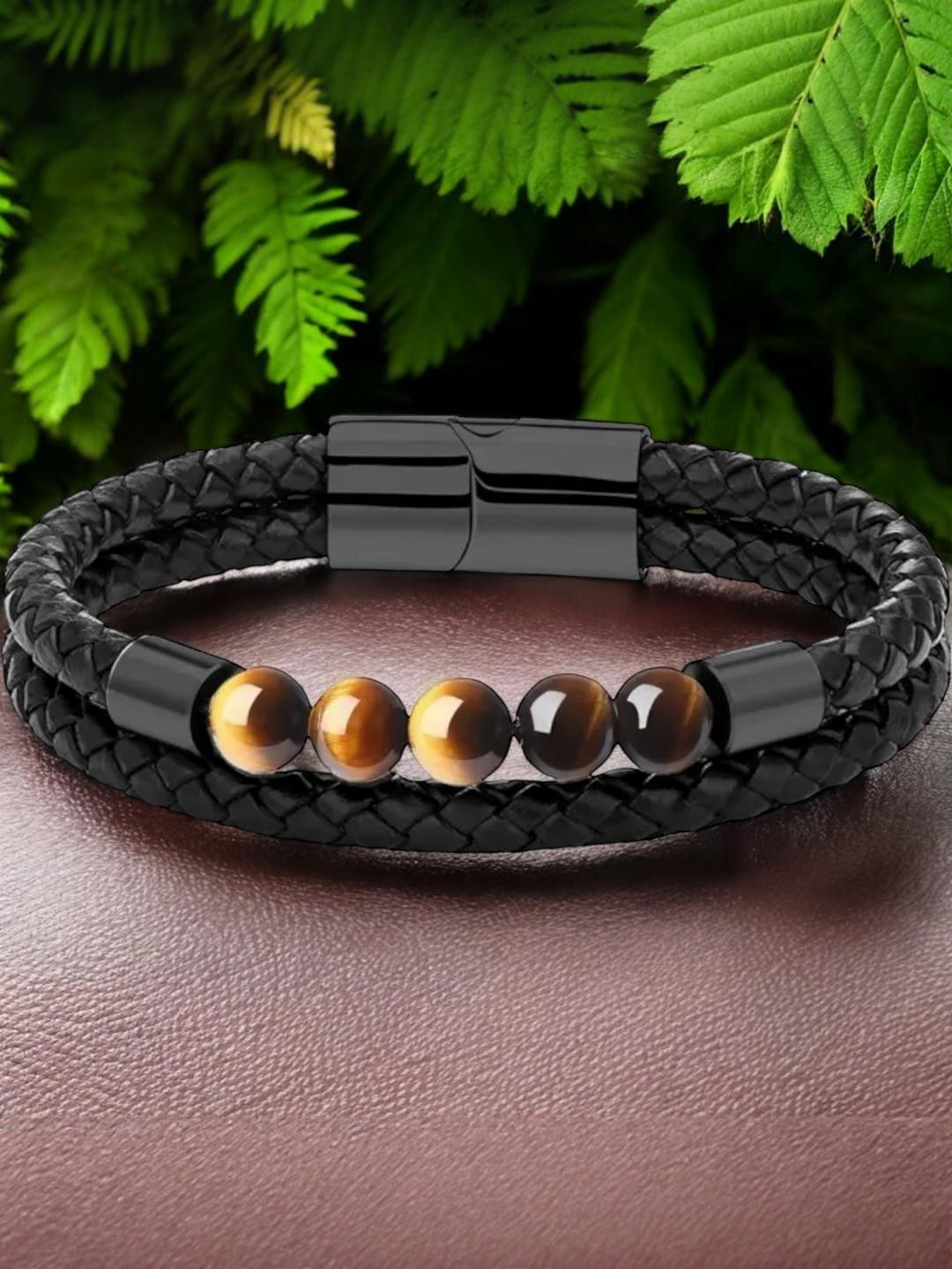 APUNKA D FASHION Black Leather Bracelet