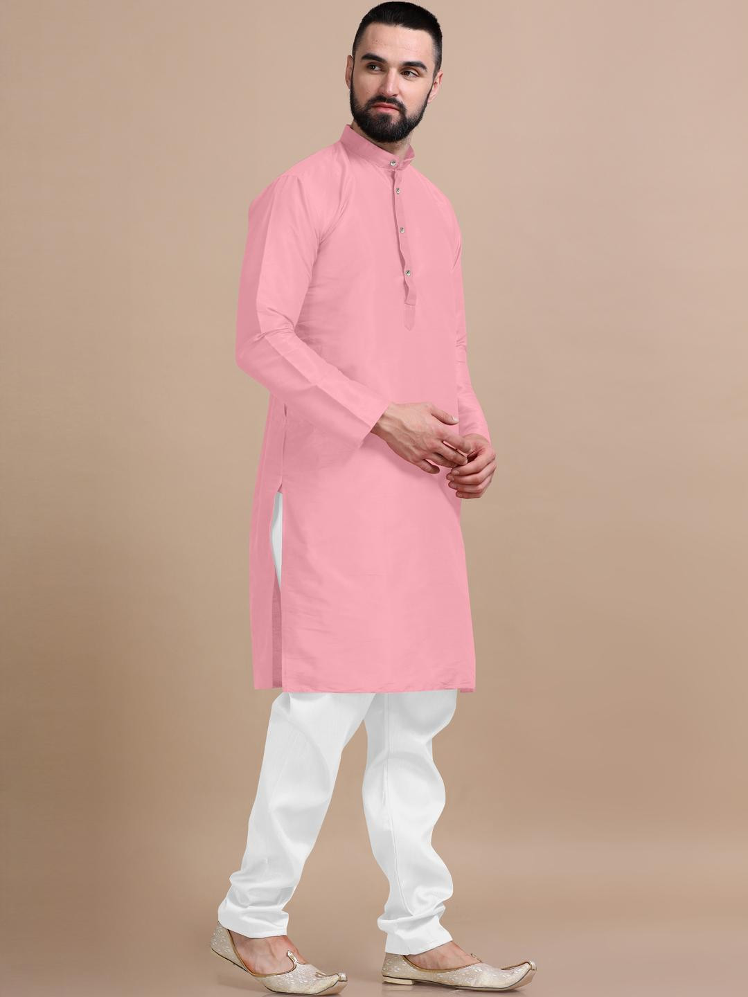 VS MALL Pink Cotton Blend Kurta Sets