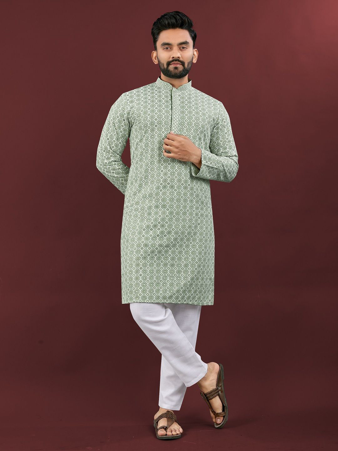 WELL TEX Men Men Abstract Printed Kurta